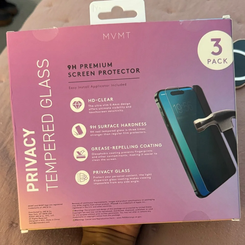MVMT Privacy Tempered Glass Screen Protector 3-Pack